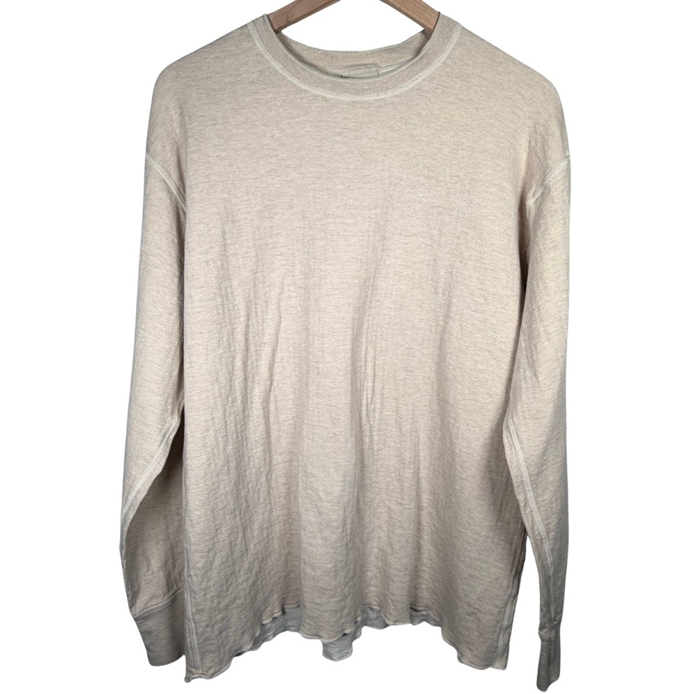 L.L.Bean Double Layer Crewneck Shirt XL Wool Blend Beige